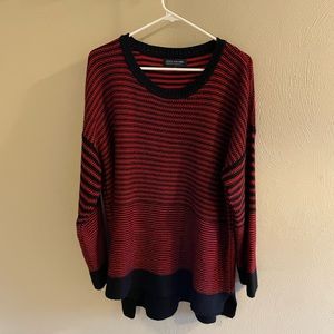 Jones New York Red and Black Striped Sweater
